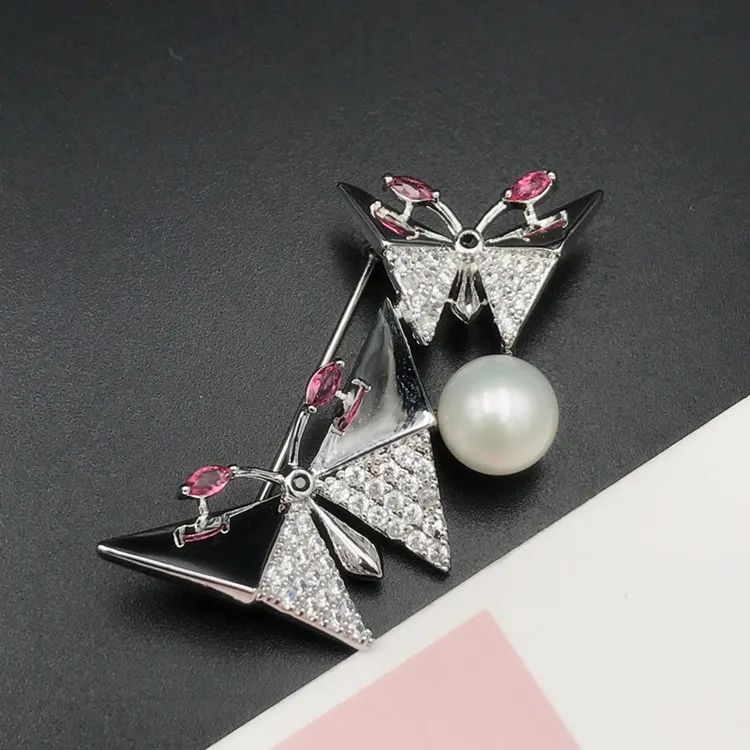 Elegant Butterfly Style Breastpin Holder Women DIY Pearl Brooch Settings Silver&Gold Color 3Pieces/Lot