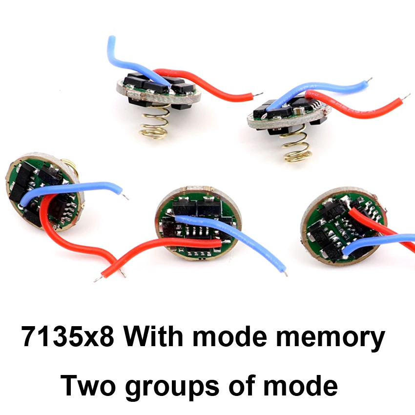 5PCS 7135*8 7135 x 8 chips 17mm Driver Circuit Board with Mode Memory for 10W LED 18650 26650 flashlight torch