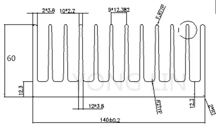 1pcs aluuminum heatsink140*60-200mm/Industrial aluminum heatsink/heatsink/6063 aluminum/Engine heat sink