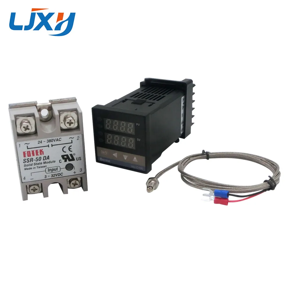 Digital PID Temperature Controller Thermostat REX-C100  Type K Thermocouple Probe  SSR Relay for Control Heater  Temperature