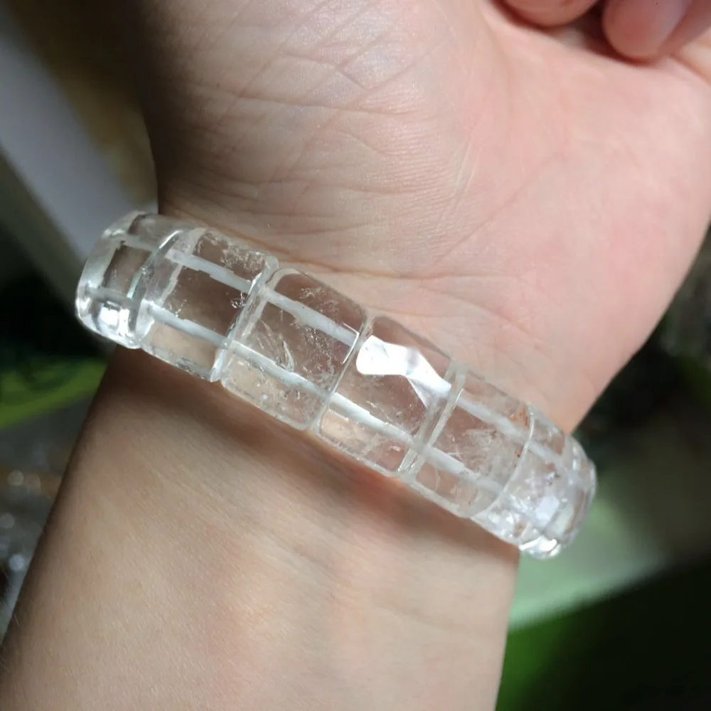White Rock Quartz/ Crystal Stone Beads Bracelet Natural Gemstone Jewely Bangle For Women For Gift Wholesale