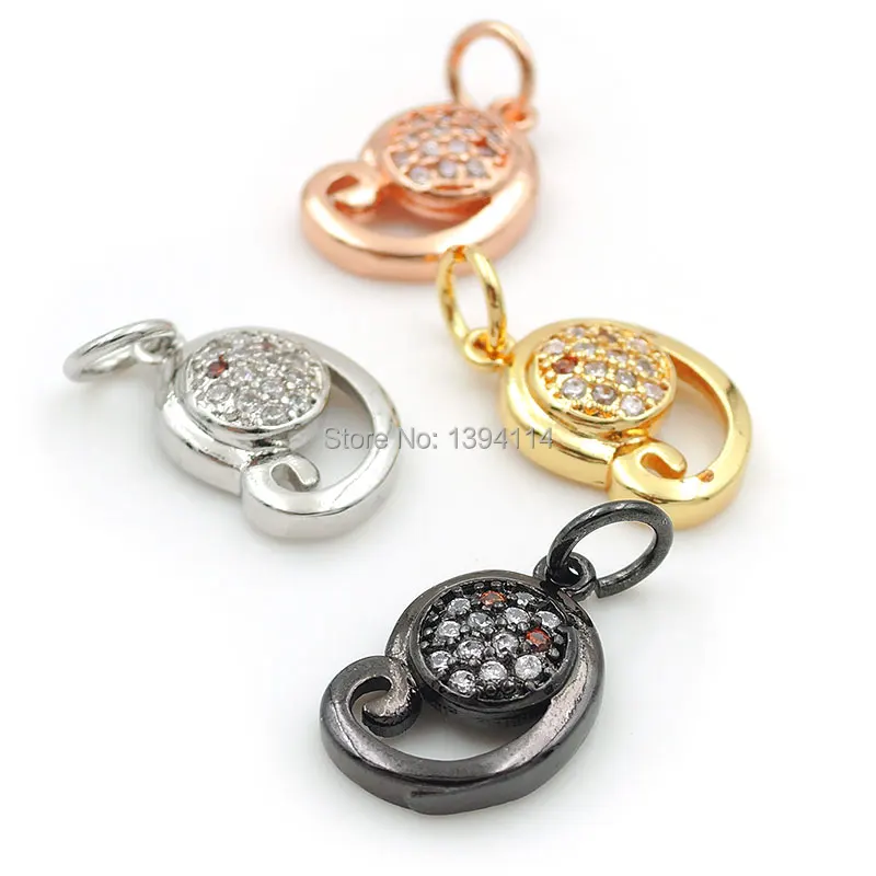 13*9*3mm Micro Pave Clear&Red CZ Fish Embryo Charm Fit For Making DIY Bracelets Or Necklaces Jewelry