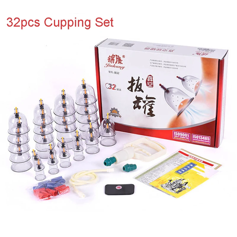 32pcs Suction Cup Vacuum Cupping Set Massage Jars Vacuum Cans Acupuncture Vacuum Massage Relax Therapy Pain Relief Health Care