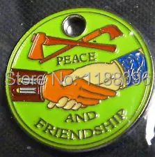 custom cheap Peace and Friendship pathtag geo coin OEM alternative coin new custom coins medals hot sales paint coins