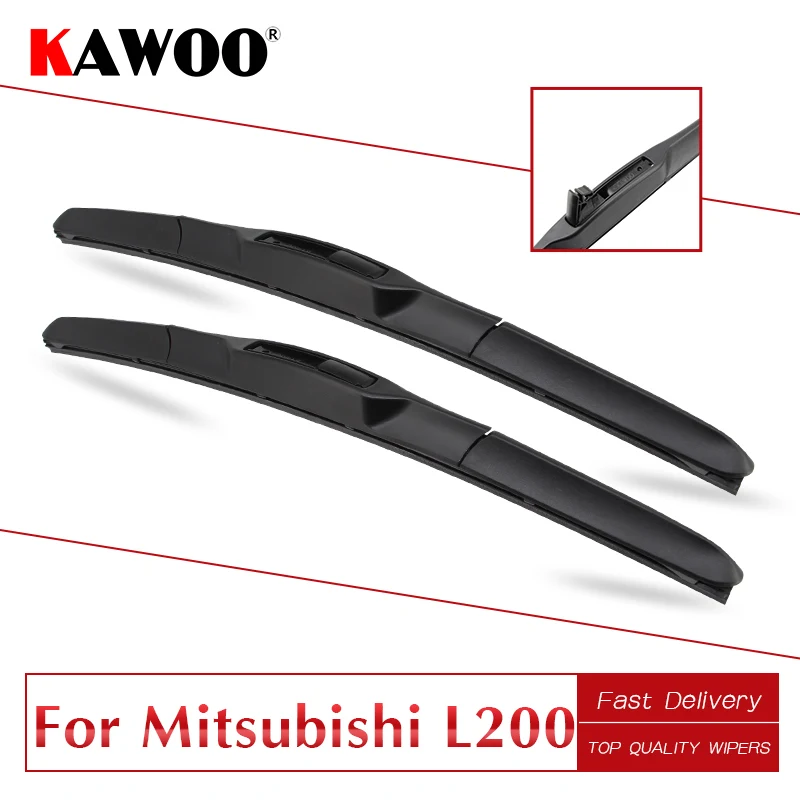 

KAWOO For Mitsubishi L200 2005 2006 2007 2008 2009 2010 2011 2012 2013 2014 2015 Car Natural Rubber Wipers Blades Fit U Hook Arm