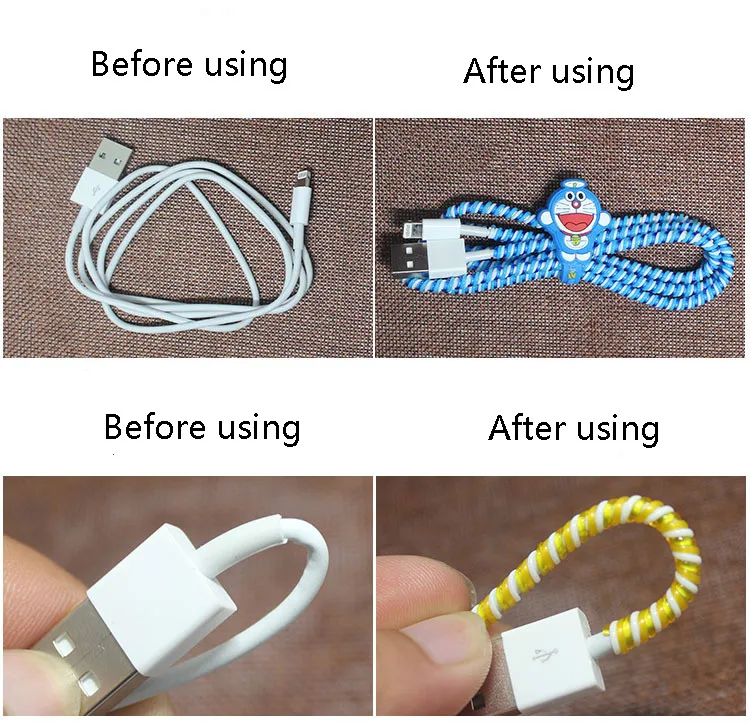 ZUCZUG 3pcs 60cm Spiral Cord Protector Wrap Cable Winder For USB Charger Cable Cute Animal Organizer For Data Cable Earphone