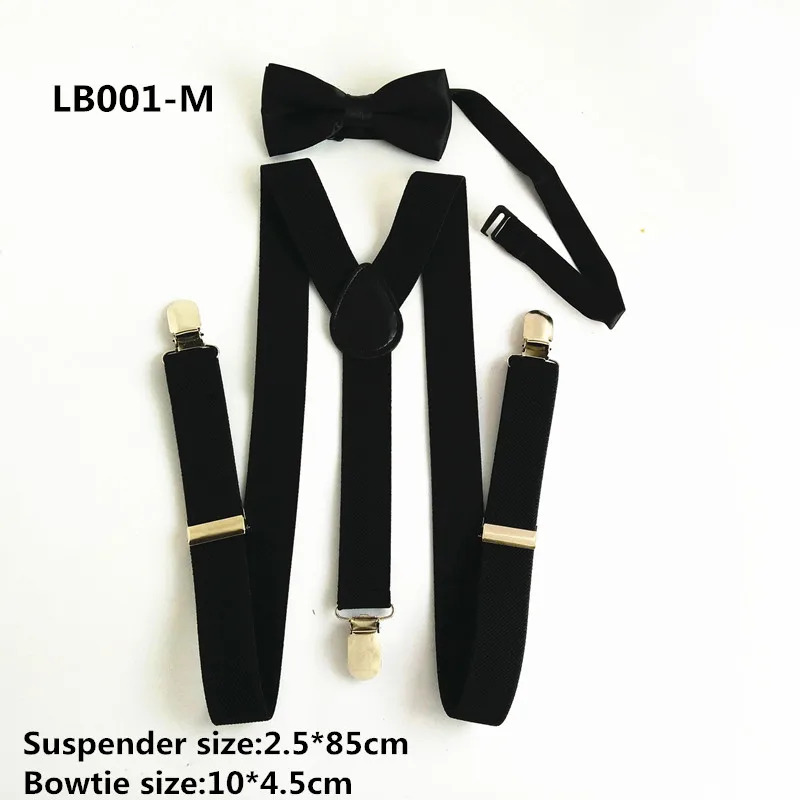 LB001-4 ขนาดสีดำ Suspenders Bow Tie ชุดสำหรับเด็กทารกผู้ใหญ่เสื้อผ้าอุปกรณ์เสริม