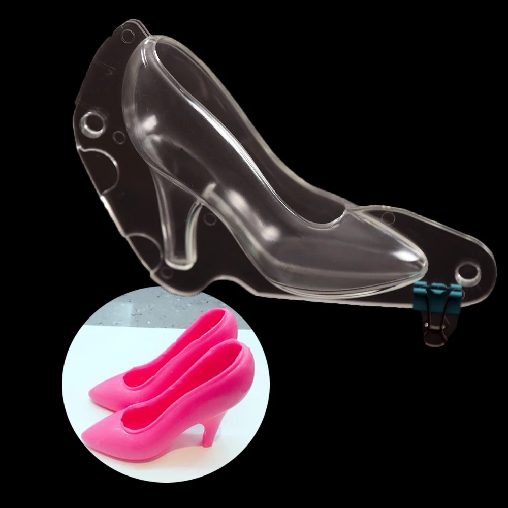 Cute Nice High Heel Shoe Polycarbonate PC Chocolate Candy Cake Mould  Bundle 3D  Molding  Fondant Birthday Cake Mold for DIY