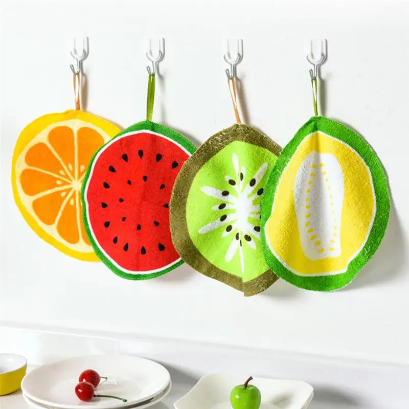 Hangable Cartoon Fruit Pattern Towel Hand Towel Kitchen Absorbent Rag Towel Cloth Towel Children's Handkerchief For Home