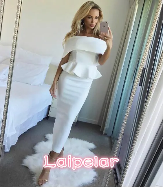 

Summer Dress Romantic Bodycon White Runway Dresses Women High Quality Off-Shoulder Sleeveless Ruffles Party Dresses S-3XL