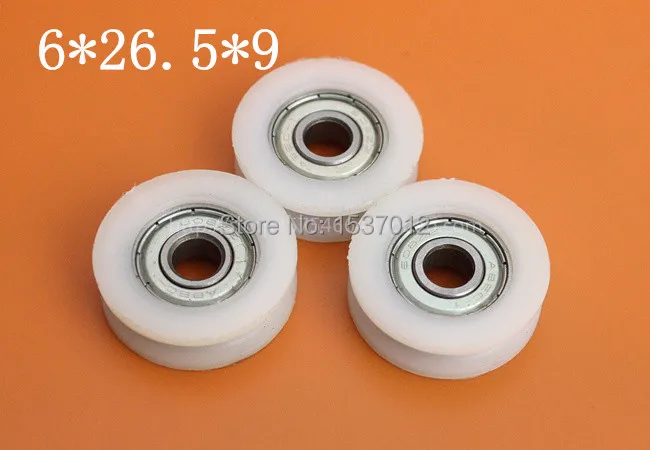 

10pcs696zz 6*26.5*9UU High quality U groove door pulley ball bearing plastic covered mute bearings U slot embedded bearing