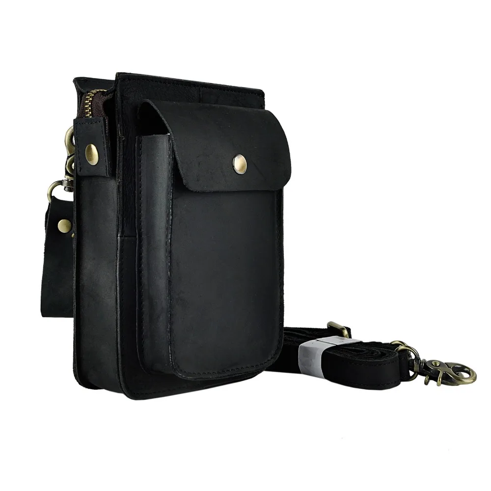 Crazy Horse Leather Multifunction Casual Daily Fashion Small Messenger One Shoulder Bag Designe Waist Belt Bag Phone Pouch 021-b