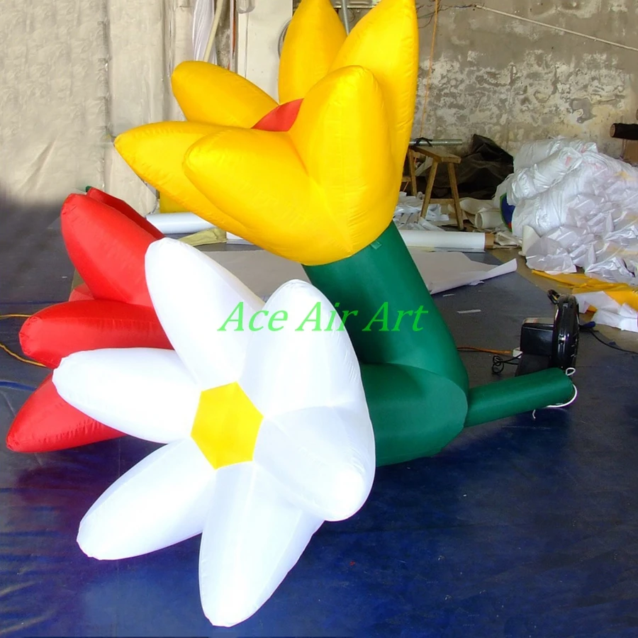 Hot Selling Colorful Giant Inflatable Flower Model, Color changing LED giant inflatable flower decoration for sale