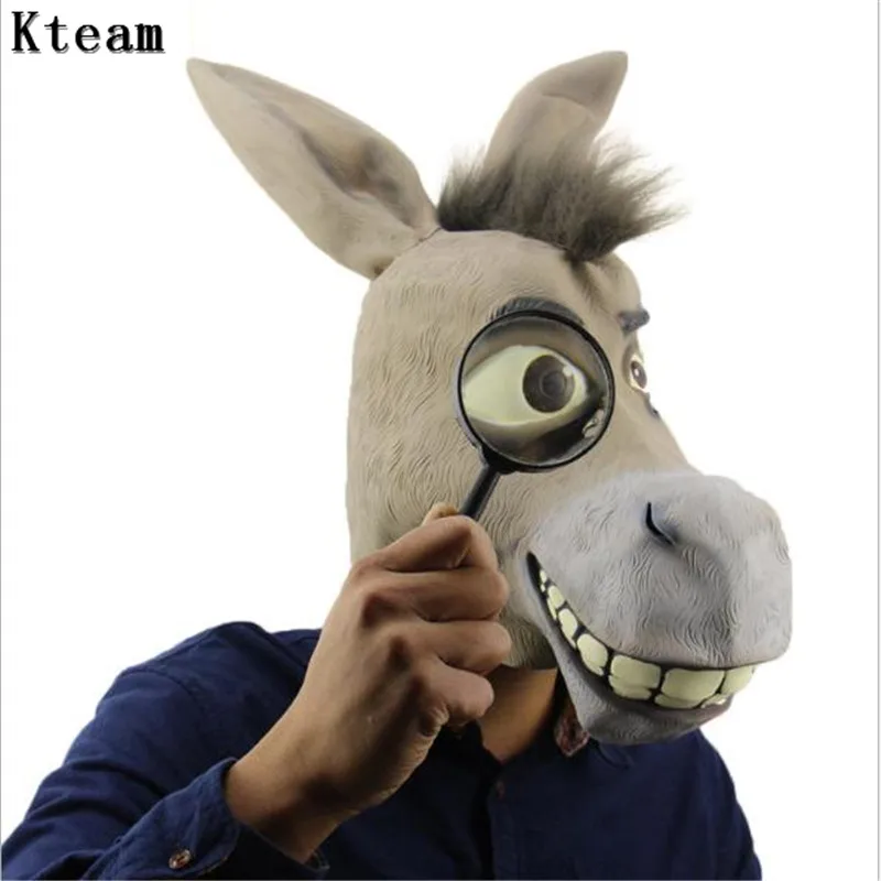 Funny Adults Creepy Funny Donkey Horse Head Mask Latex Halloween Animal Cosplay Zoo Props Party Festival Costume Ball Mask