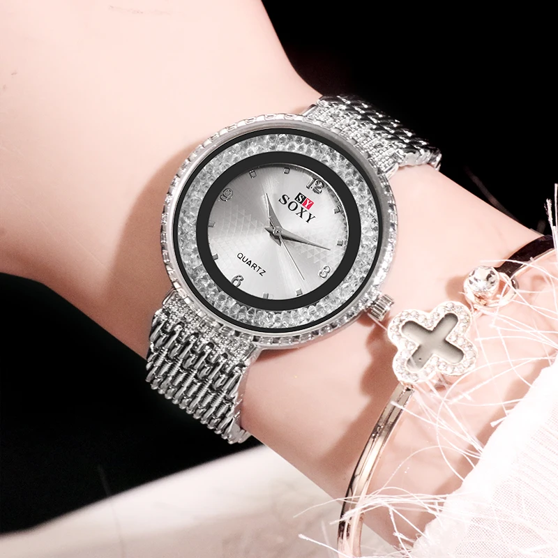 New Fashion Rhinestone Watch Women's Watches Luxury Stainless Steel Bracelet Ladies Watch Women Gold Watches reloj mujer Clock