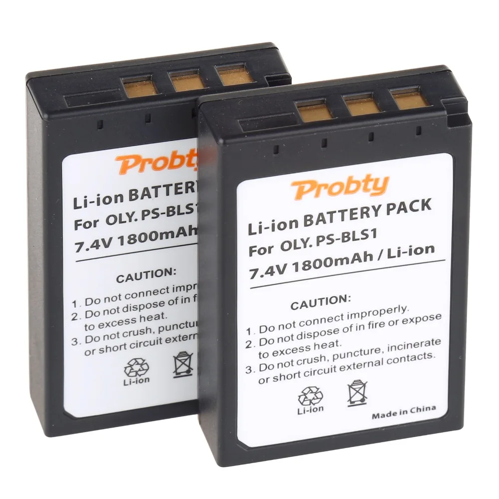 Probty 2pcs PS-BLS1 BLS-1 BLS1 Olympus Evolt E-400 E-410 E-420 E-450 E-600 E-620 펜 E-P1 E-P2 E-P3 E-PL1 E-PL3.