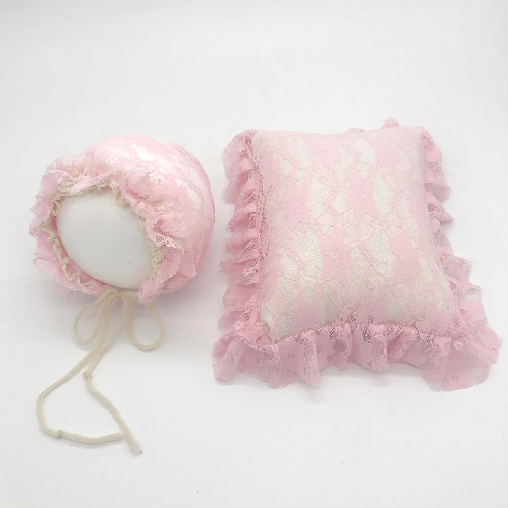 Lace Baby Hat + Pillow Newborn Photo Prop Cute Newborn Pillow Posing Set Props Poser Pillow Hat Infant Photo Props Accessories