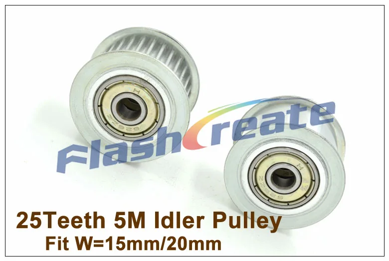 25 Teeth 5M Idler Pulley Passive Pulley Bore 5/6/7/8/10/12/15mm Fit W=15/20mm HTD5M Timing Belt 25T 25Teeth 5M Tension Pulley