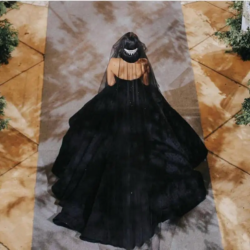 Stunning Bohemian Black Wedding Dresses Sexy Sweetheart Beaded Lace Ball Gown Bridal Dress Sequins Noble Country Wedding gown image 4