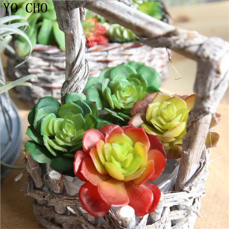 YO CHO 5PCS/LOT 3 Color Artificial Mini Succulents Plants Lotus Lithops Leaf Landscape DIY Fake Flowers Plant Home Garden Decor