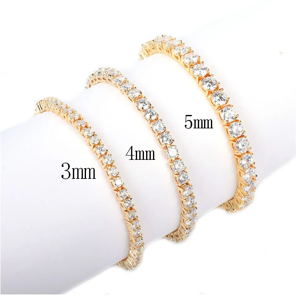 Bubble Letter Iced Zircon Tennis Chain Bracelet Men\'s Hip hop Jewelry Copper Material Gold Color Box Clasp CZ Bracelet Link