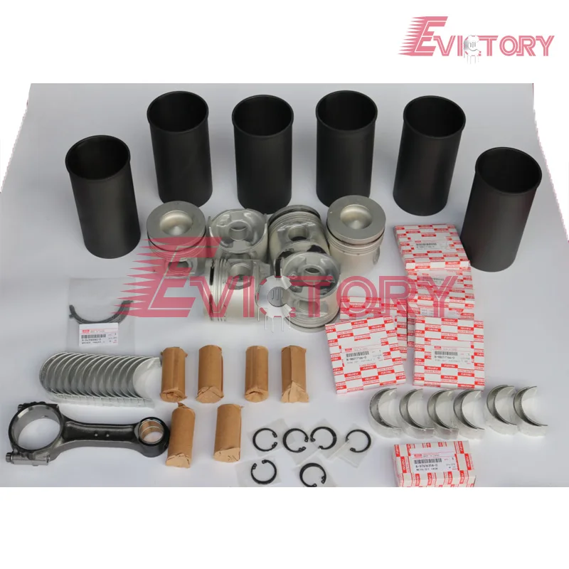 

6HK1 engine rebuild kit 6HK1X piston + ring cylinder liner full gasket bearing con rod for Excavator overhaul