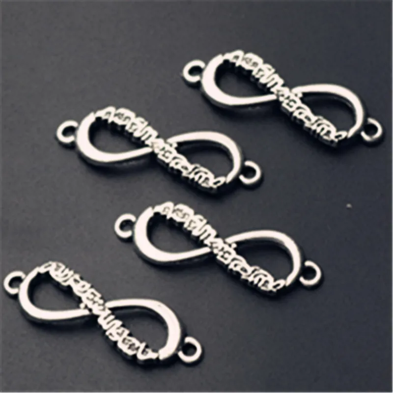 15pcs Silver Plated *8* Glyph Infinity Symbol Islamic Bracelet Metal Connector DIY Charm Muslim Jewelry Crafts Making A828