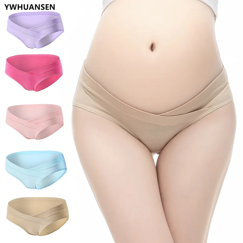 

Cotton Maternity Pregnant Underwear Postpartum Mother Under Bump Panties V-Shaped Soft Belly Support Panty Breathable