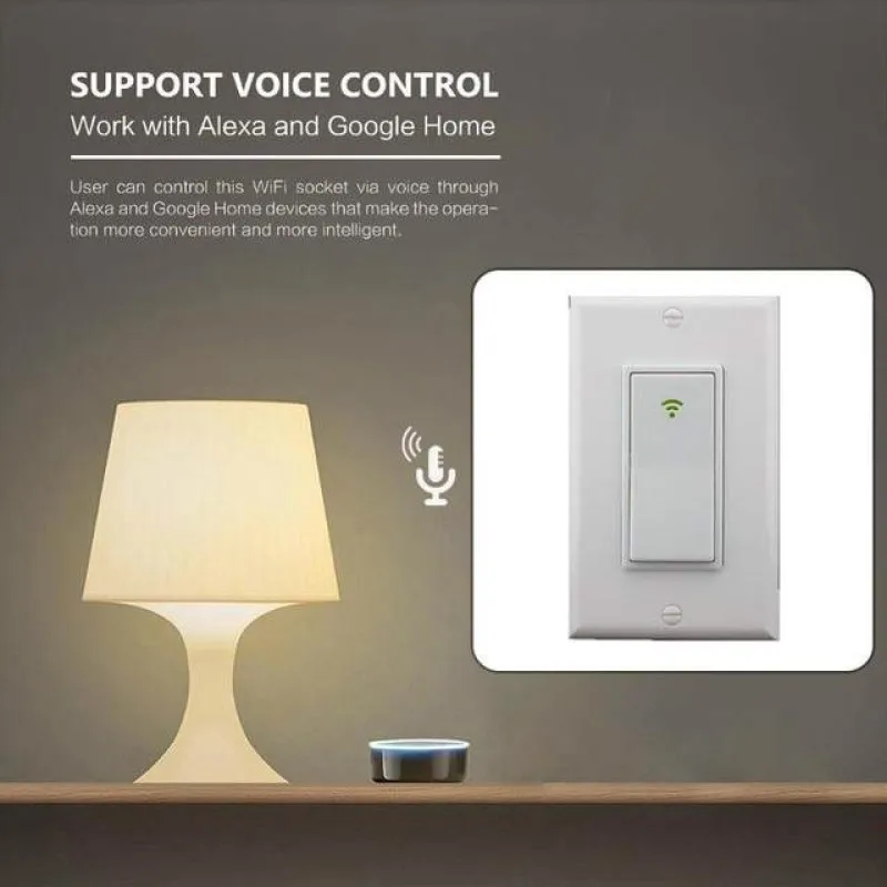 120 Type 1 Gang AC 100-240V Smart WIFI LED Light Switch Wall Panel Mobile APP Remote Control Works for Alexa Google Home IFTTT