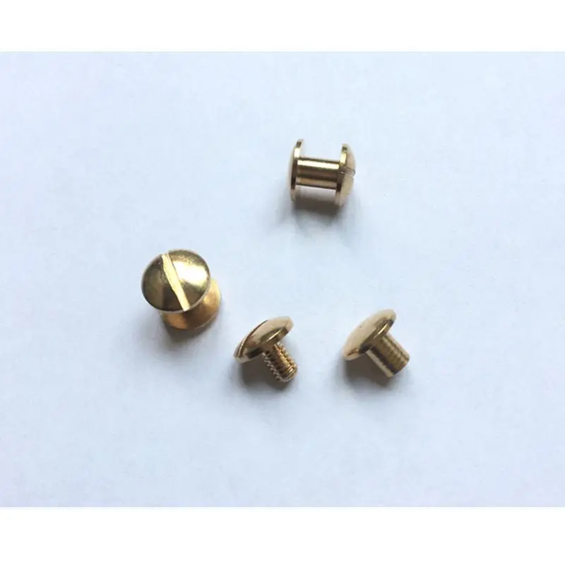 6 Pieces Brass Solid Screw Nail Rivet Double Belt Rivets 6mm