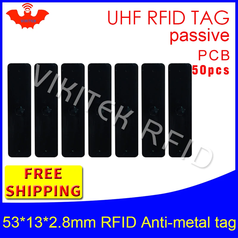 UHF RFID anti-metal tag 915m 868m 50pcs free shipping fixed assets management 53*13*2.8mm rectangle PCB passive RFID tags