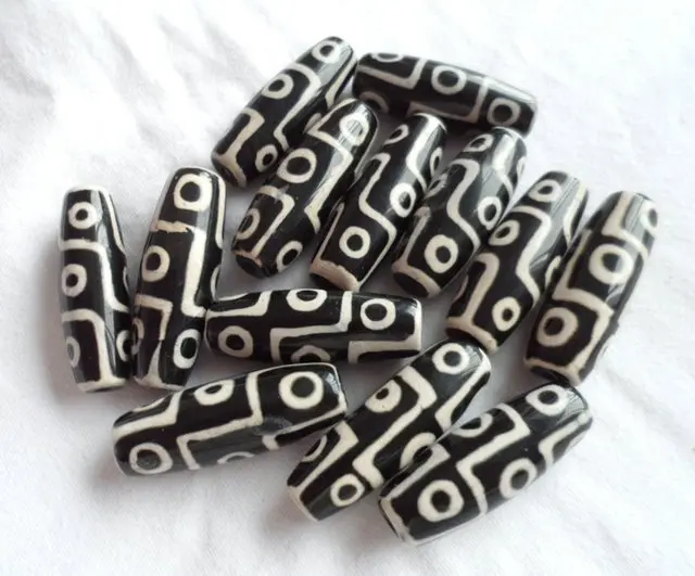 Tibet Nine Eye Dzi Agate Beads 40mm Black White Dzi