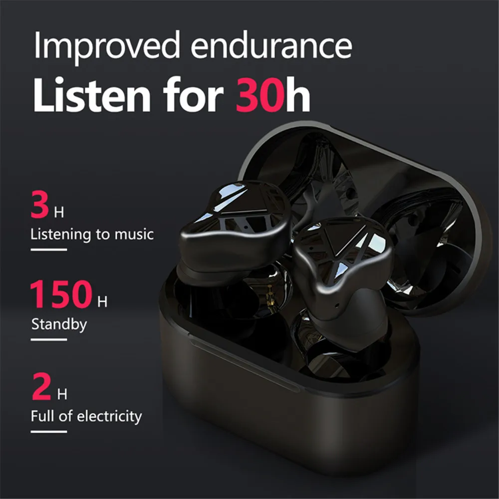 Bluetooth 5.0 Earphone True Wireless Sports Headset 18H Cycle Play Time Auto Pairing Heavy Bass Stereo Earbud With Charging Box