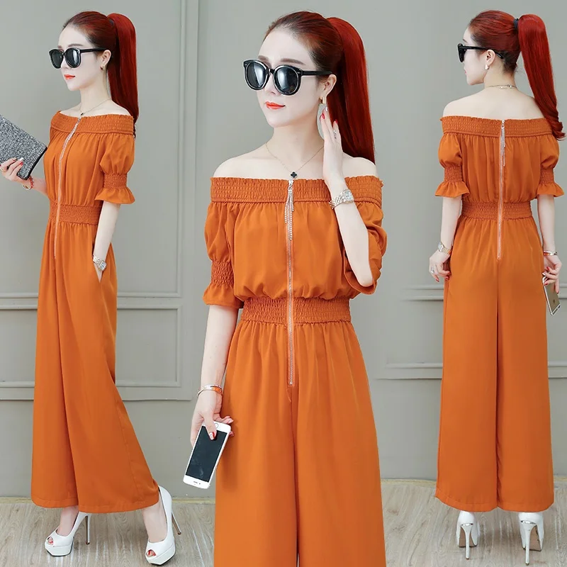 ใหม่ Chic Jumpsuit ซิปฤดูร้อนหญิงชุดราตรีเกาหลี Overalls ยืดหยุ่นเอว Elegant Jumpsuits สำหรับผู้หญิง 2019 DD2152