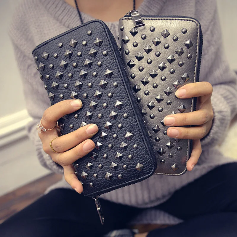 luxury wallets women wallet designer Rivet Brand Female Woman Purses billetera mujer marcas famosas 2019 porte feuille femme