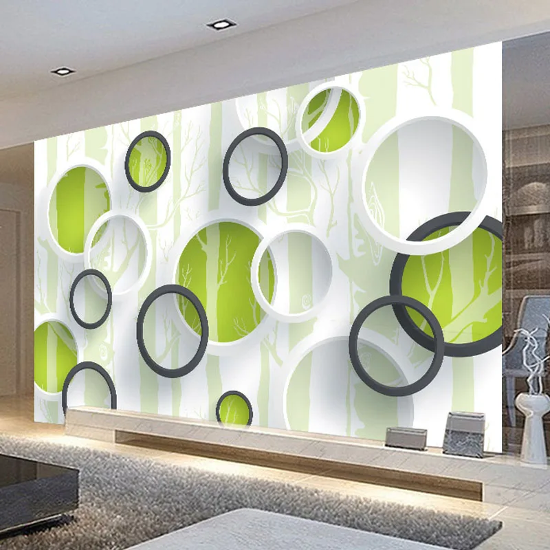 Custom Photo Wallpaper Modern 3D Green Tree Circle Wall Painting Abstract Art Mural Living Room TV Sofa Background Wall Paper 3D