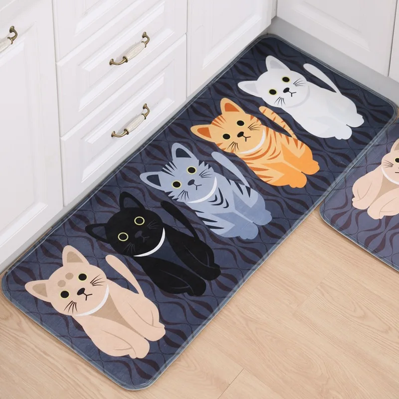 Non-slip Dog Cat Print Home Floor Mat Doormats Cartoon Bathroom Kitchen Mat House Door Mats for Living Room Bedside Rugs Karpet