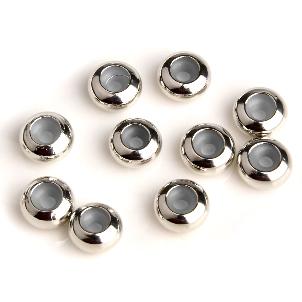 10pcs/lot European Round Stopper Clip Beads Silicone Rubber Smooth Spacer Beads European Screw Off End Bracelet Jewelry Findings