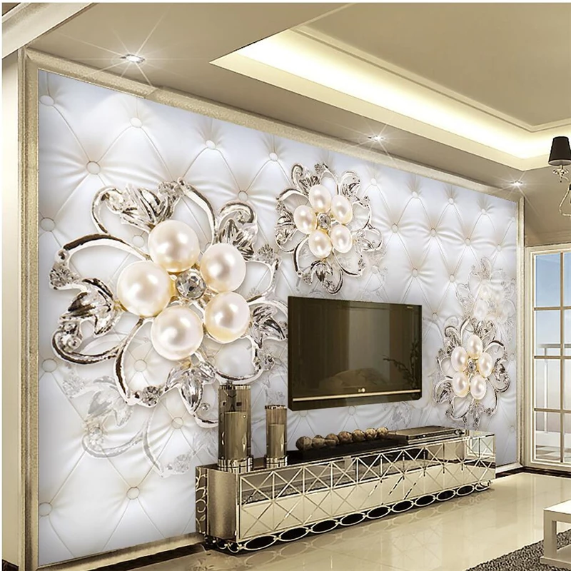 

beibehang Large fresco wallpapers custom 3d 3d diamonds flowers soft bag background wall living room bedroom 3d papel de parede