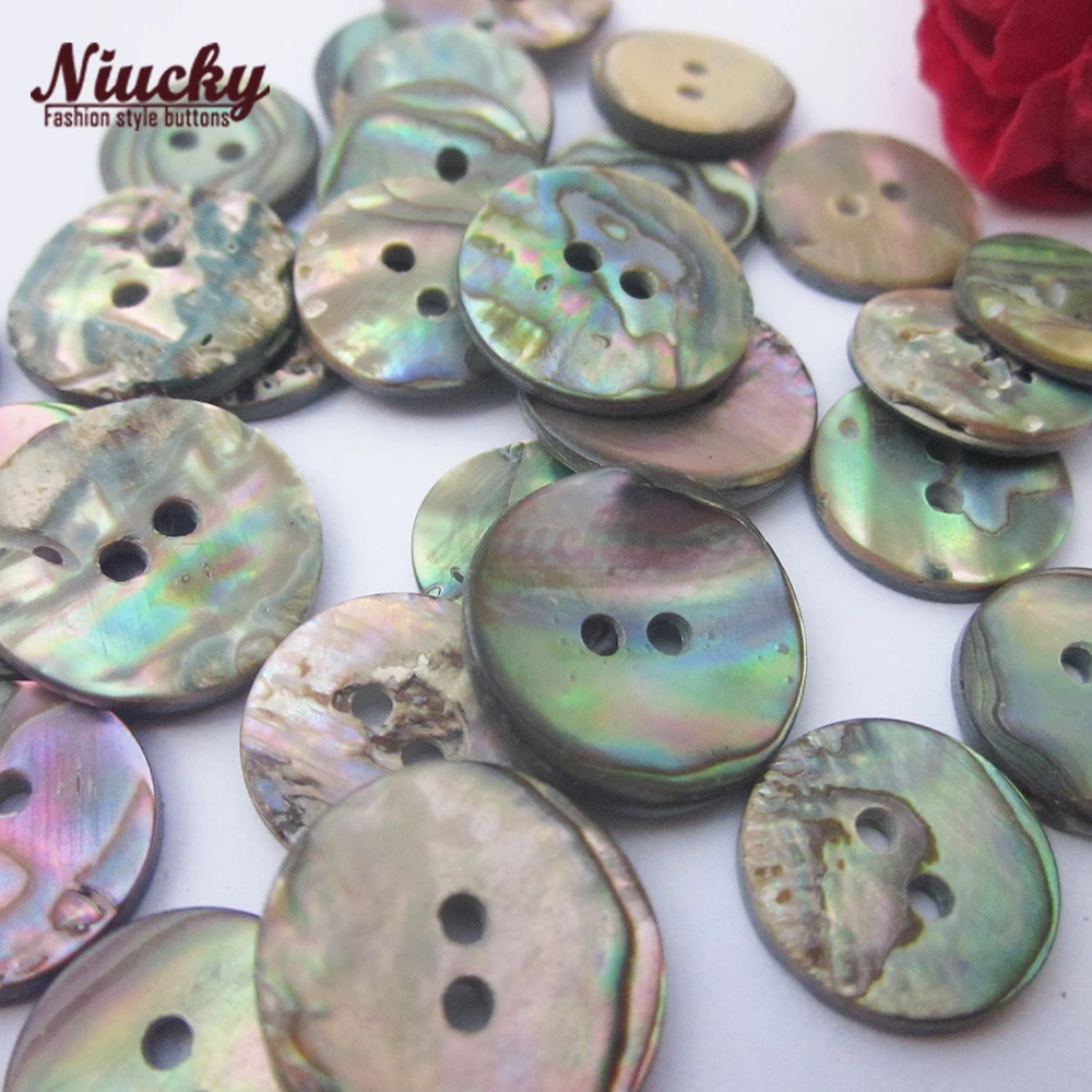 Niucky 15mm /12.5mm 2 holes Natural dark abalone shell button for sewing High quality natural shell sewing supplies S0101-053#15