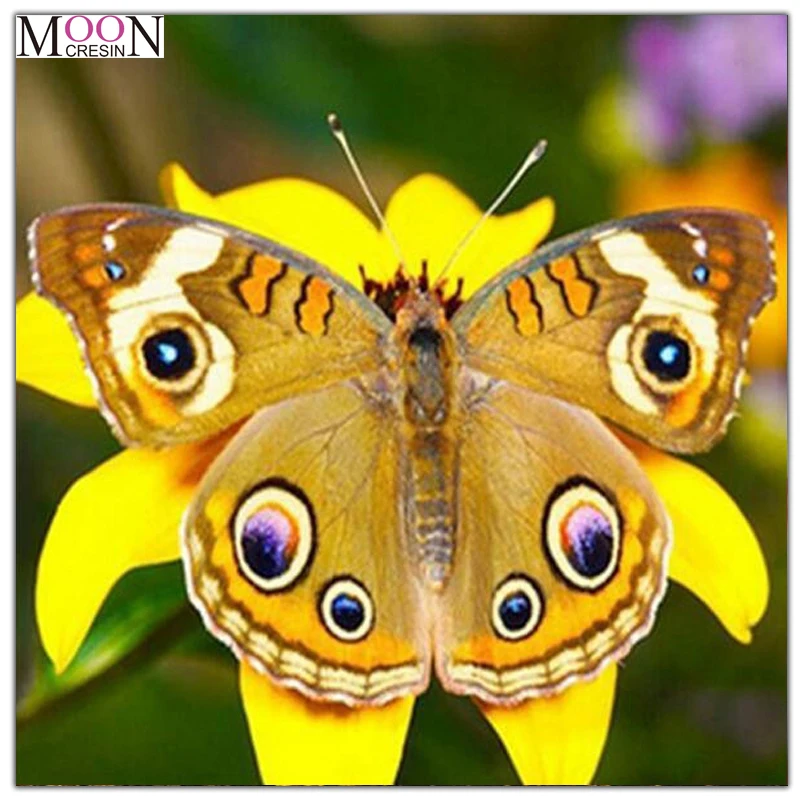 

MOONCRESIN 5D Diy Diamond Painting Cross Stitch Yellow Butterfly Animals Diamond Mosaic Full Round Diamond Embroidery Decoration