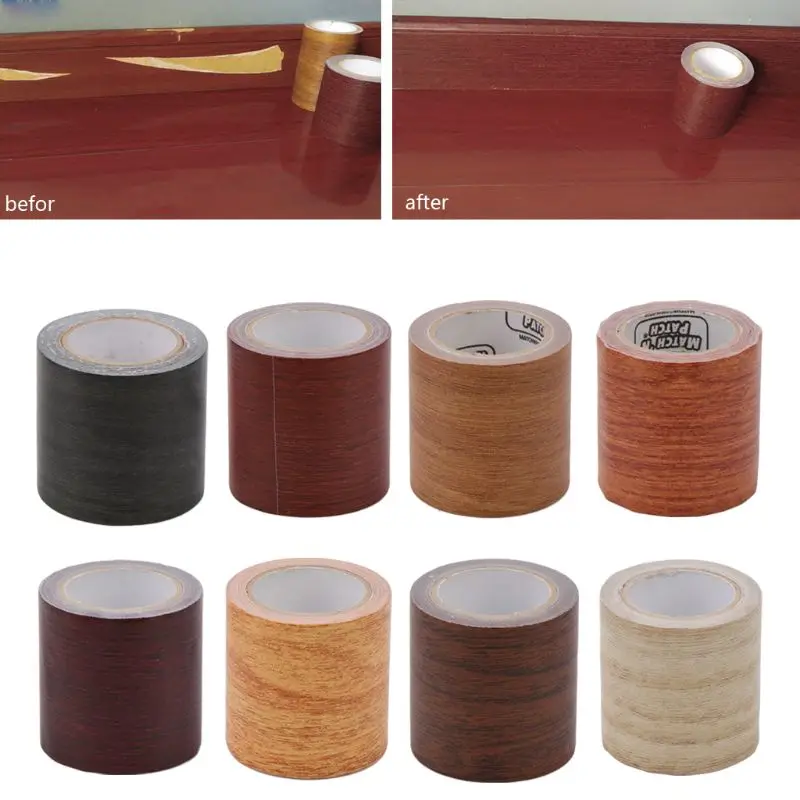 5M/Roll Realistic Woodgrain Repair Adhensive Duct Tape 8 Colors For Furniture Adhesive Tape