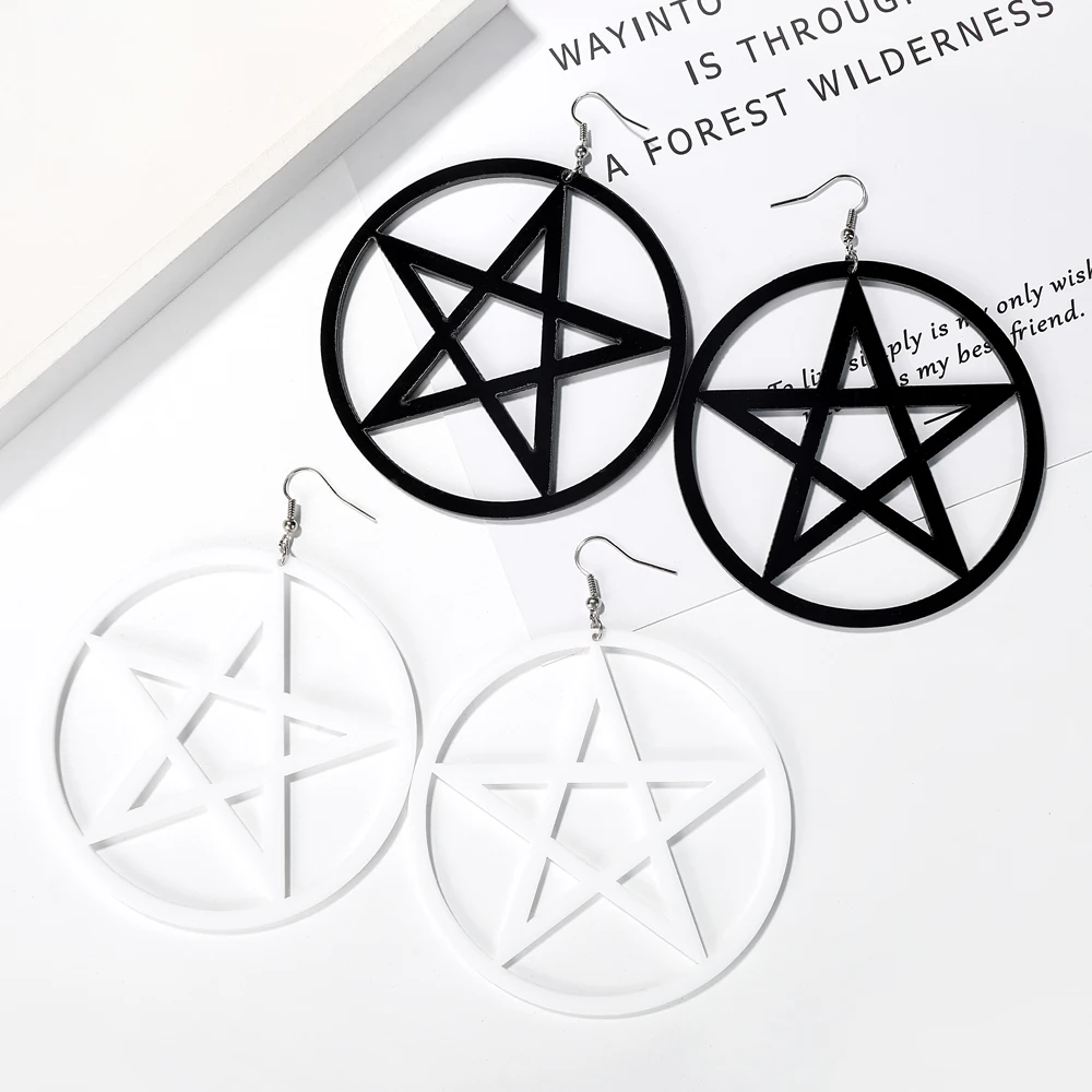 YAOLOGE Fashion Oversized Exaggerated Hyperbole Star Mix Long Acrylic Earring Hollow Pentagram Dangle Earrings For Women Jewelry