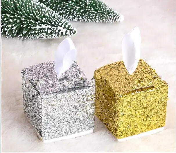 60PCS Gold Glitter Box Wedding Favors And Gifts Baby Shower Chocolate Candy Gift Boxes Packaging Party Supplies For Guest