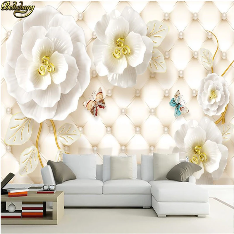 

beibehang Custom Photo 3D Wallpaper for living room Stereo concave-convex Embossed jewelry roses jade carvings TV wall murals