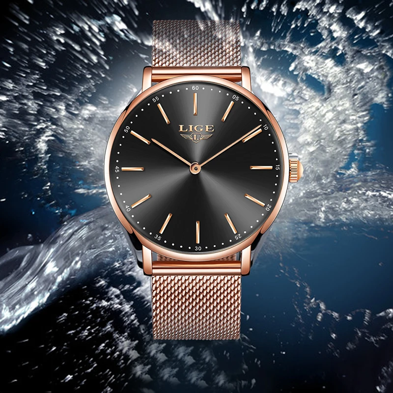 2023 LIGE New Rose Gold Women Watch Business Quartz Watch Ladies Top Brand Luxury Female Wrist Watch Girl Clock Relogio Feminin