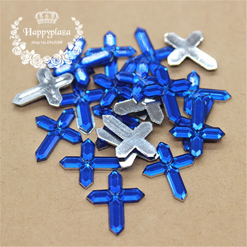 200pcs 12*15mm Acrylic Small Cross Charm Flatback Cabochon Embellishment Accessories DIY Craft Scrapbooking
