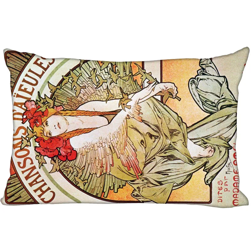 New Custom Alphonse Mucha Pillowcase Zippered Rectangle Pillow Cover Cases Size 45X35cm,40x60cm,45X75cm,50X75cm(Two sides)