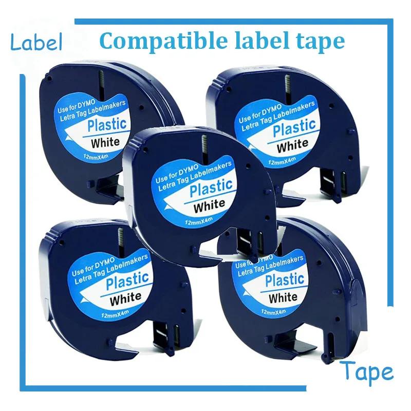 

5PK DYMO LT 91201 Compatible LetraTAG 91201 white plastic label
