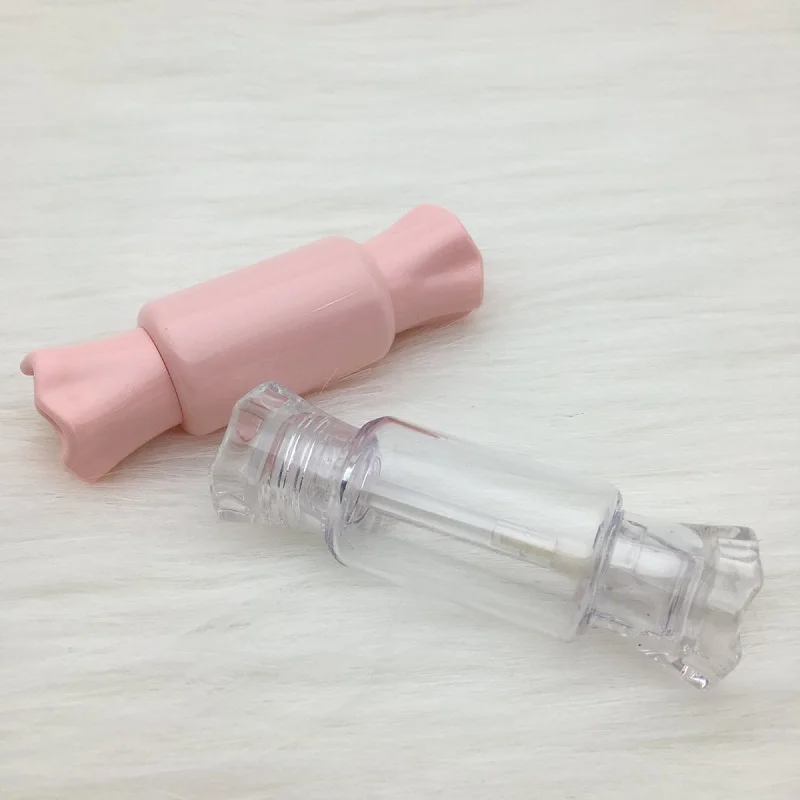 

13 ML Empty Lipgloss Tube Pink Clear Refillable Cosmetic Container Candy Shaped Portable Lipglaze Lip Gloss Container with Brush